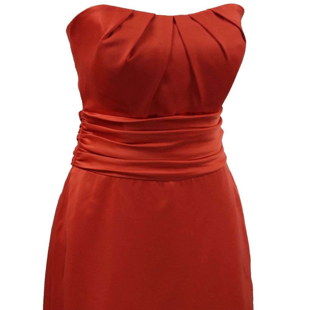 Orange Satin Strapless Prom Gown Size 12